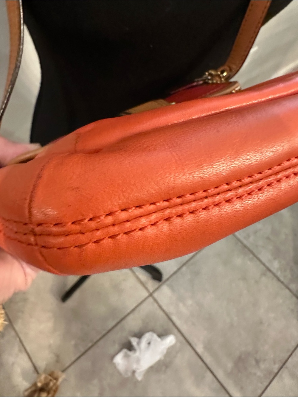 Coach Colorblock FlapTwo-Tone Red and Orange Leather Crossbody - Picture 11 of 15